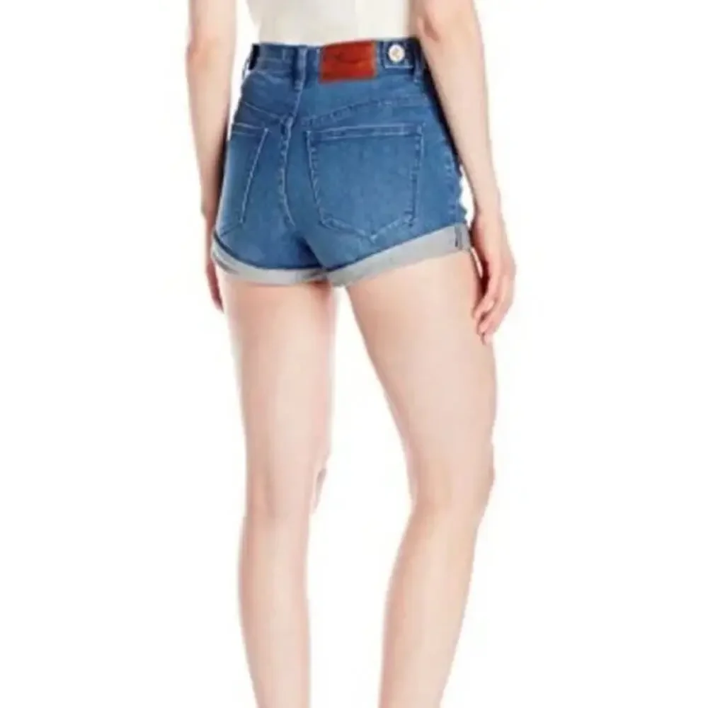 NWOT One X One Teaspoon Blue Harlets Cuffed High Rise Denim Jean Shorts 24